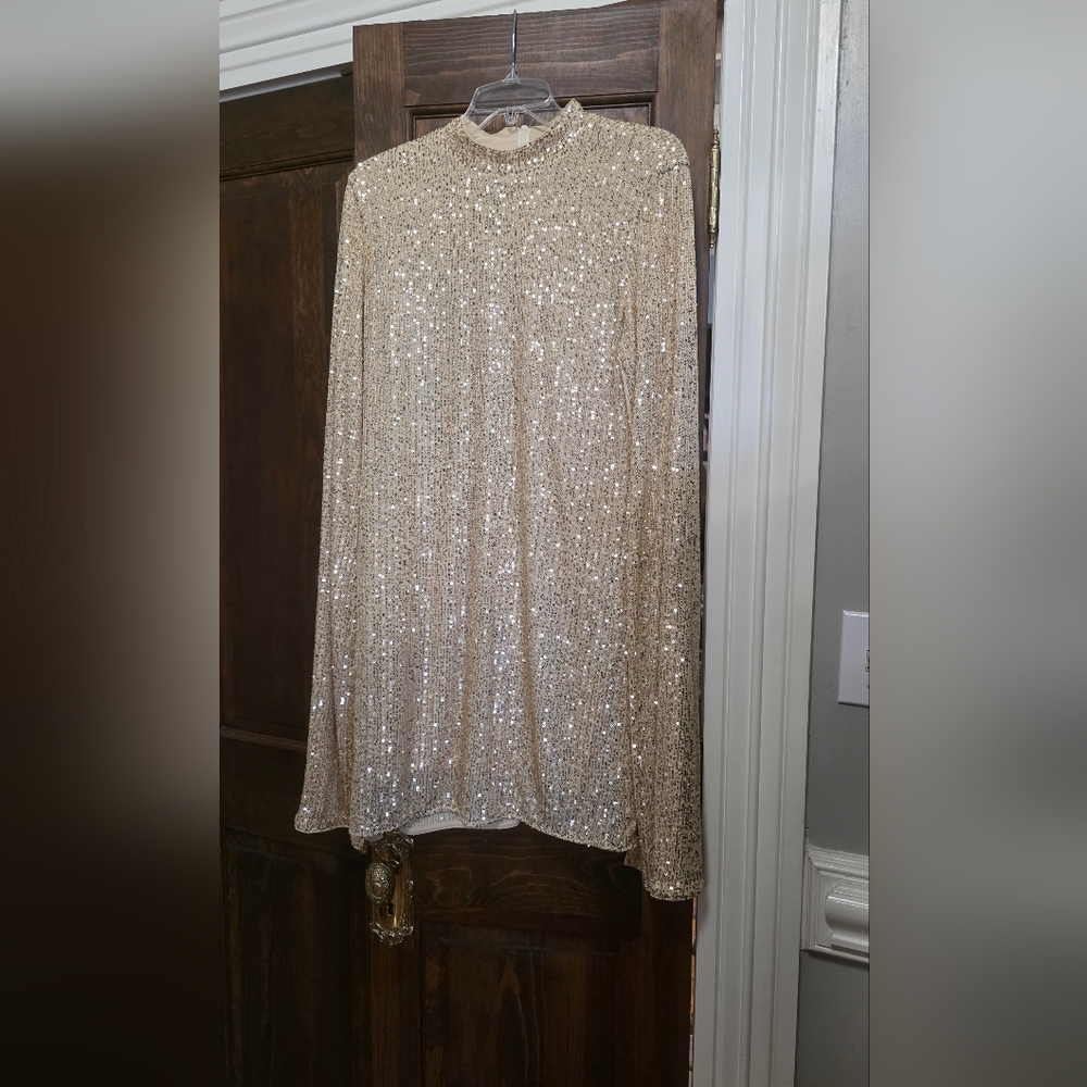 Sparkling Champagne Sequin Dress- Women's